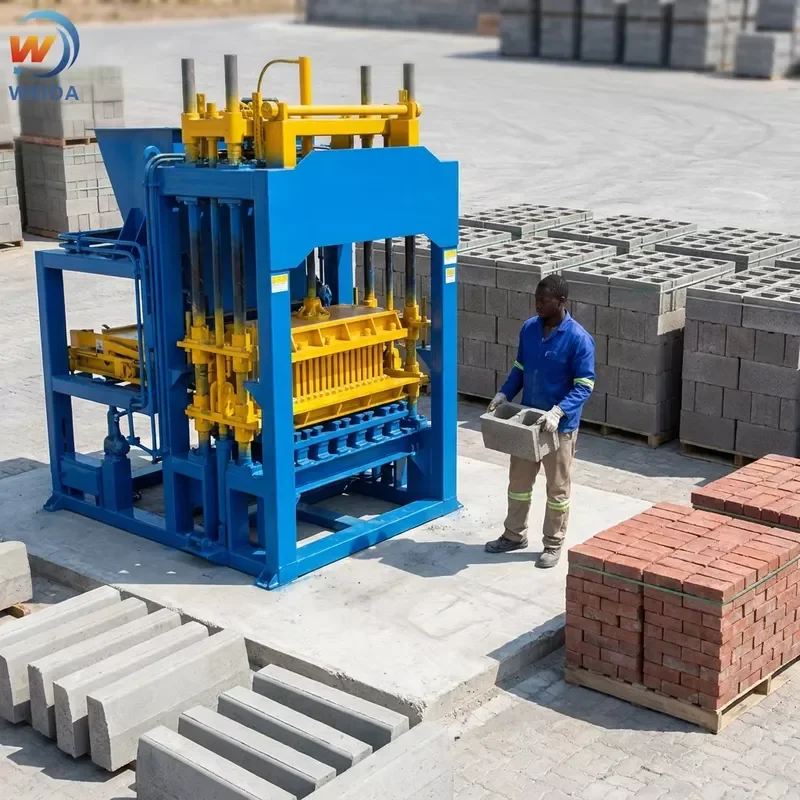 QT5-15 Colored Paver Brick Block Making Machine PLC Pump Automatic Gearbox Bearing Hydraulic Pressure Concrete Paving Brick