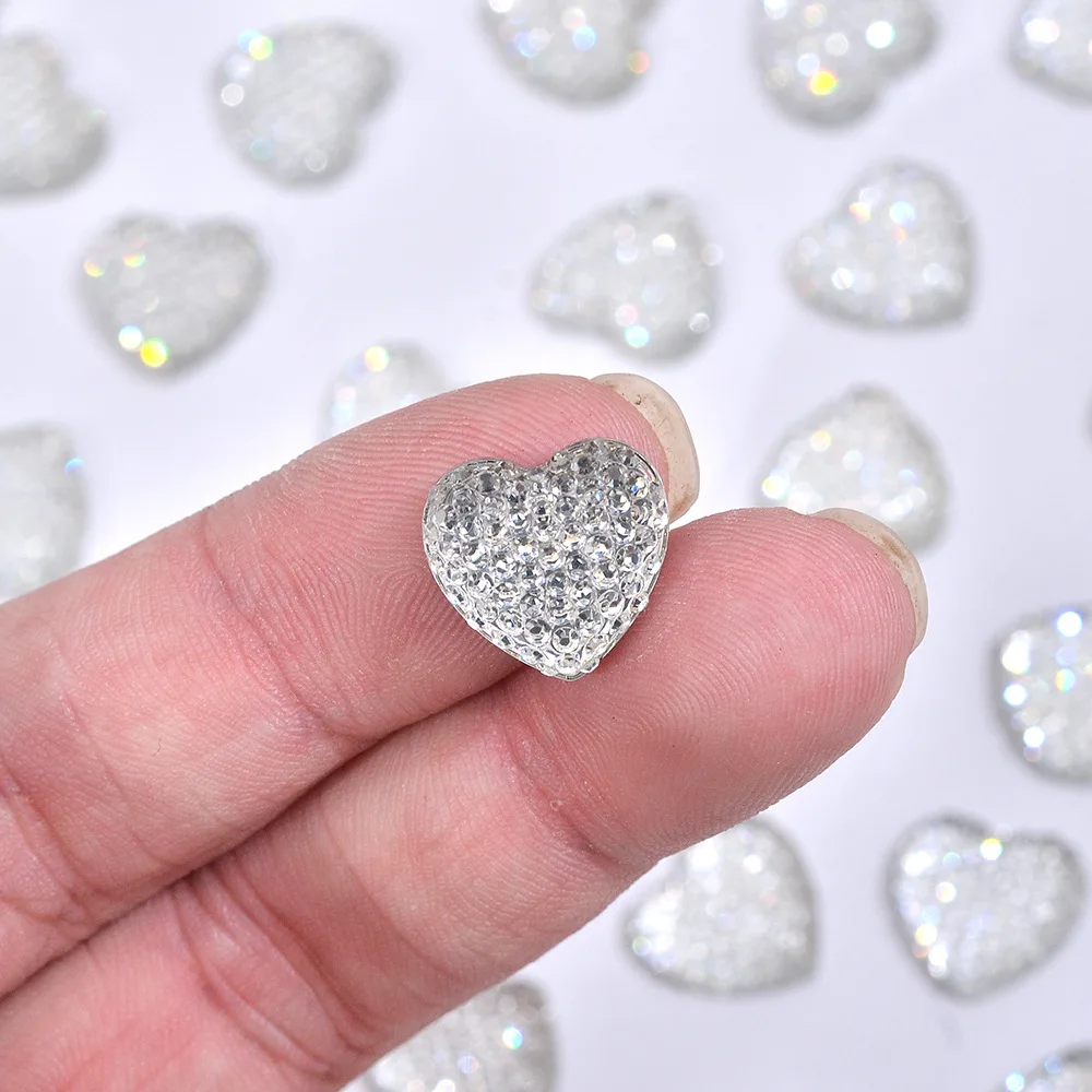 100pcs 13mm Acrylic Shiny Heart Flatbacks Embellishments DIY Wedding Decorations Craft Garment Accessories Cardmaking