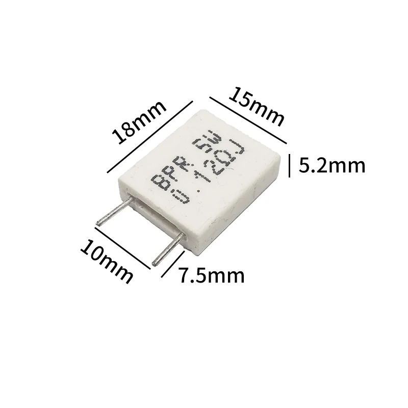 10PCS 5W Non-Inductive Cement Resistor 0.01Ω 0.02Ω 0.05Ω 0.1Ω 0.15Ω 0.22Ω 0.25Ω 0.33Ω 0.5Ω