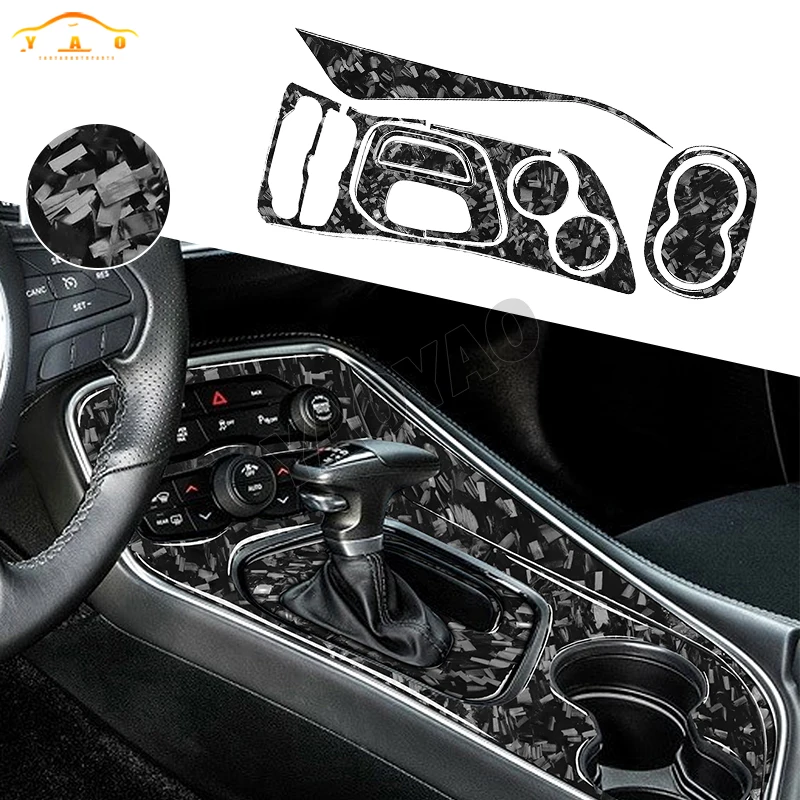 

Forged Carbon Fiber Car Gear Shift Panel Cover Decals Sticker For Dodge Challenger 2015-2020 Car Interior Accessories