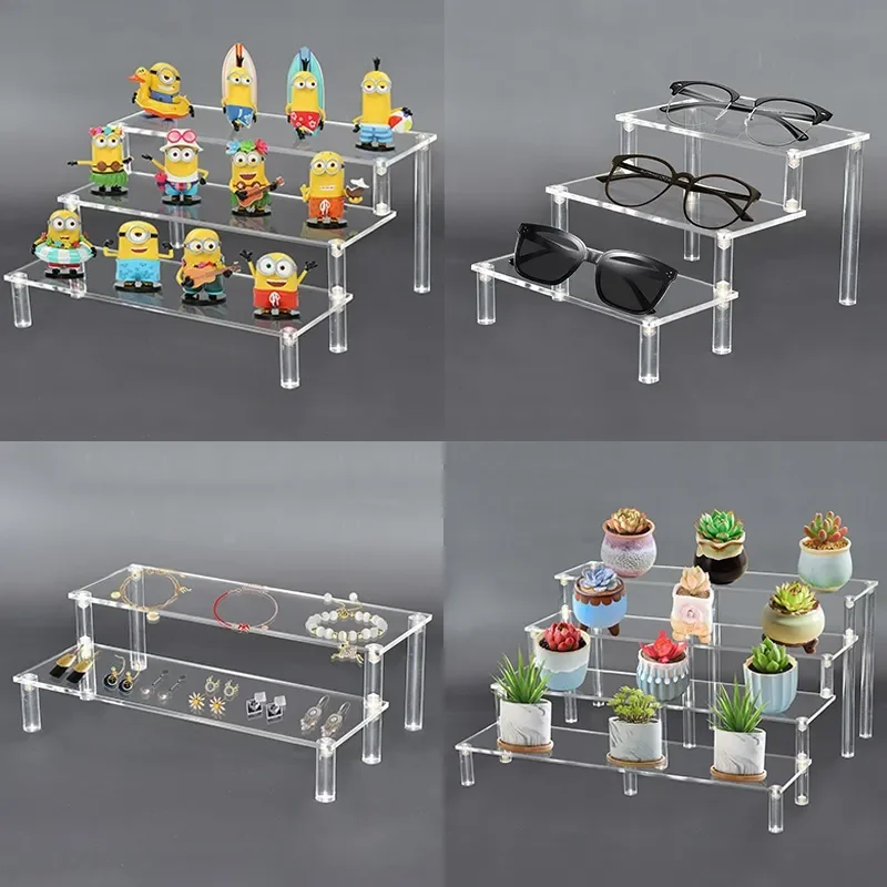 

1-5 Tier Clear Acrylic Display Stand for Organizer Amiibo Funko POP Figures Display Riser Perfume Decoration and Cupcake Shelf