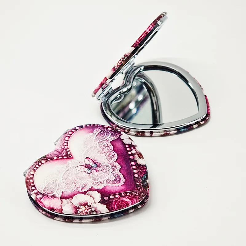 Portable Makeup Mirror Handheld Mini Heart Double-Sided Folding Vanity Mirror Bee Compact Cosmetic Hand Mirrors Pocket Travel