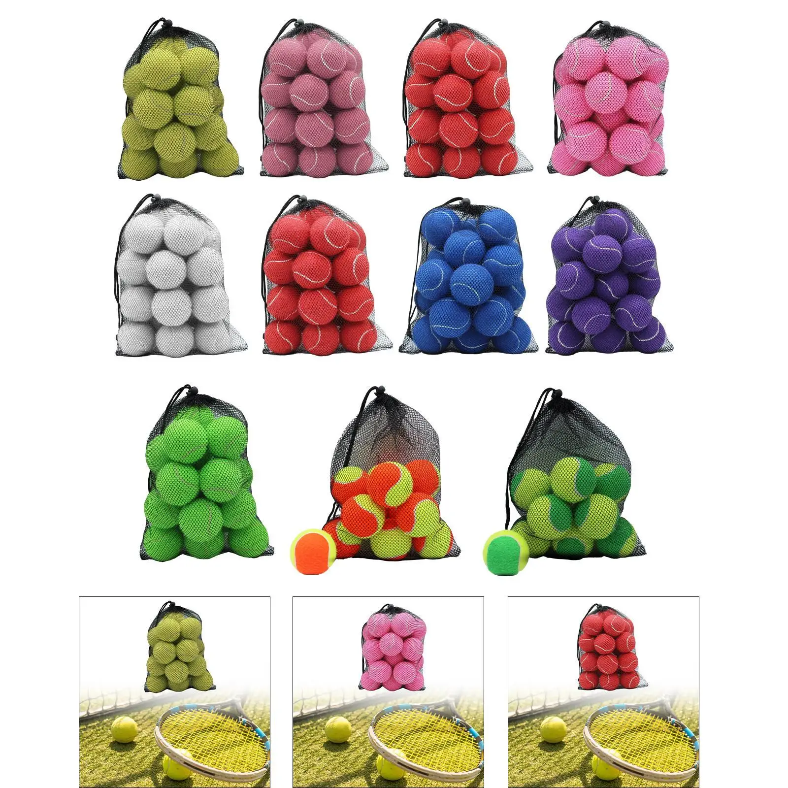 20 pçs bolas de tênis bolas de treinamento praticando 2.52 "diâmetro exercício resistente ao desgaste bolas elásticas para jogos indoor raquete esportes