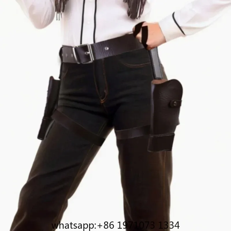 2024 Trendy Tomb Raider Lara Croft Police Cosplay Belt Holster Western Cowboy Belt Role-playing Cosplay Props Accessories Belt
