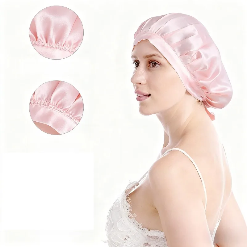

Satin Bonnet Women's Adjustable Wide Band Sleep Cap Silk-Like Hair Protector for Night & Daily Use