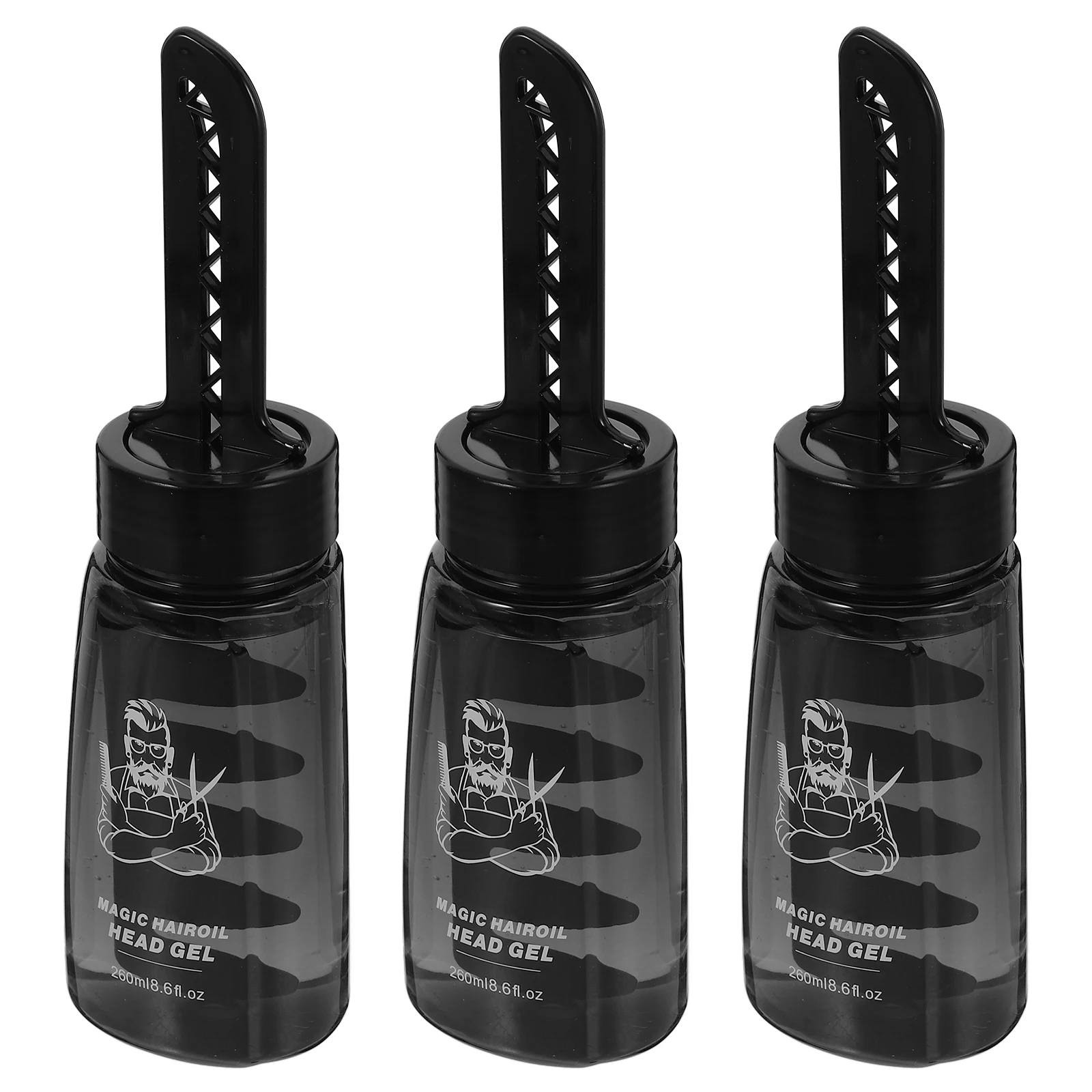 

3pcs Hair Gel Comb Bottles Refillable Empty Wax Applicator Black Man 260mI Hairdressing Styling Tool for Men Hair Care Shaping