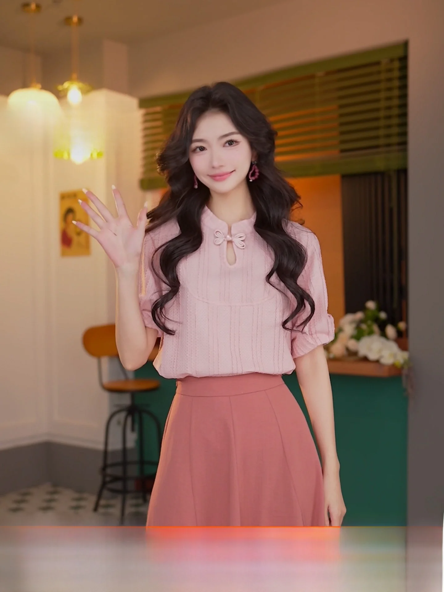 

Женская свободная повседневная футболка Ding Jiaxin для поздней летовыходки, новинка 2025 года, из смесовой ткани с полиэстером