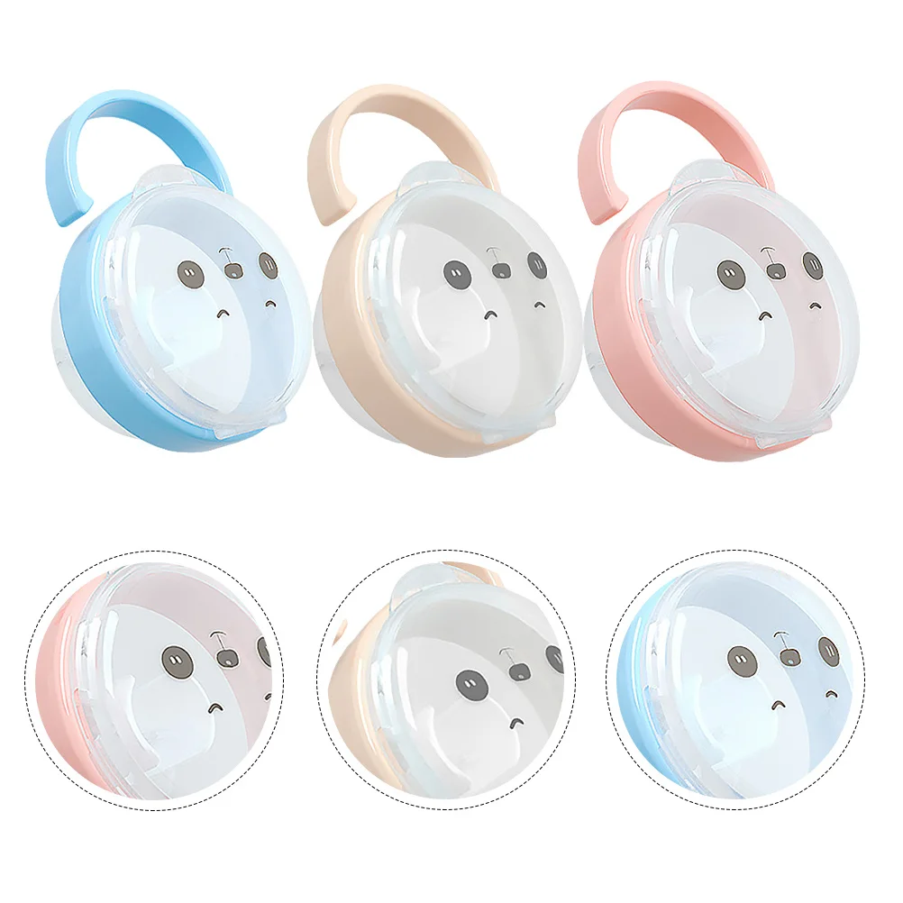 

3Pcs Baby Pacifier Storage Box Portable Dust-Proof Holder Infant Pacifier Case Transparent Container Blue Pink Apricot
