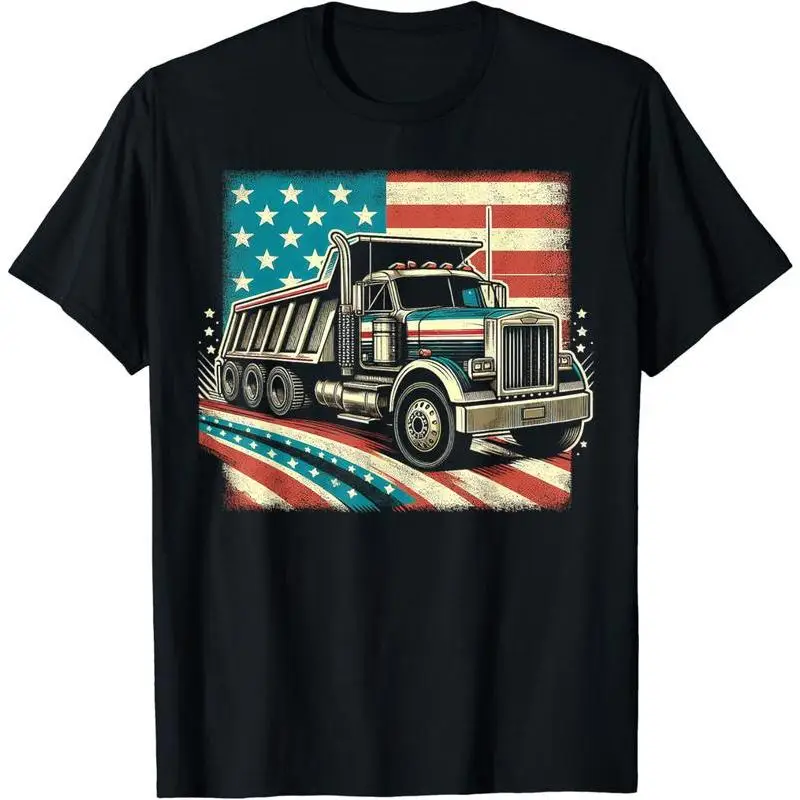 

American Flag Trucker Dump Truck Driver T-Shirt