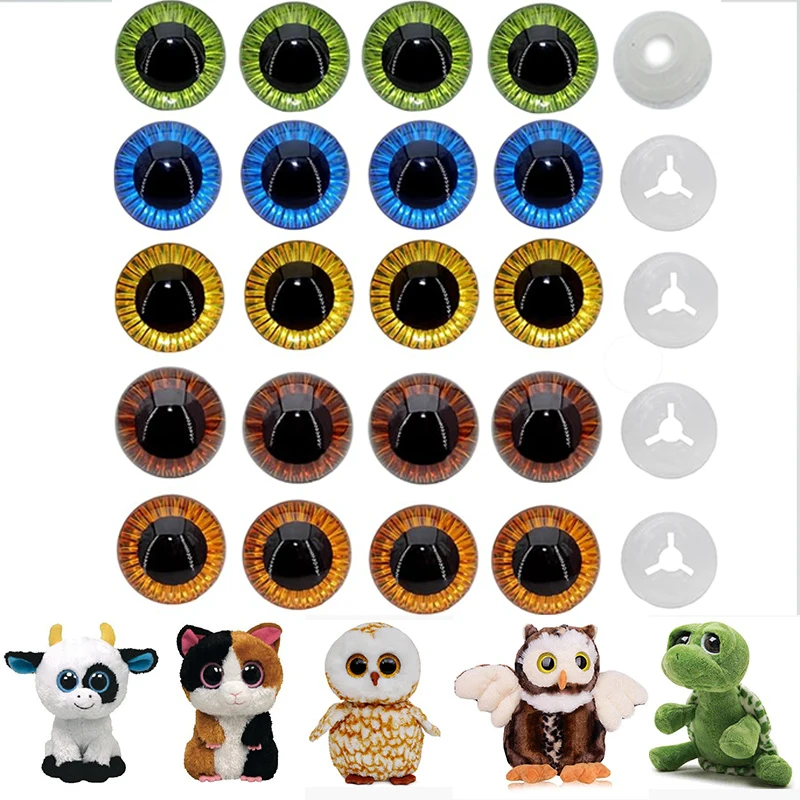 Nuovi occhi di sicurezza in plastica laser da 30 pezzi per giocattoli di peluche all'uncinetto Amigurumi colore formato misto con scatola accessori per bambole Kawaii 11-19mm