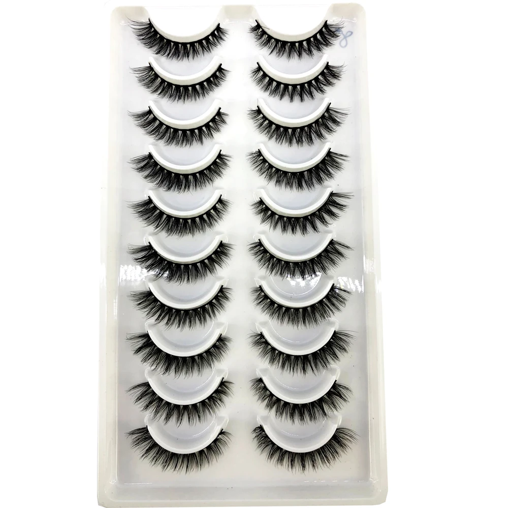 AMSDCN Künstliche Kurze Nerz-Wimpern, Natürlich Dramatische Falsche Wimpern, 10 Paar 3D-Wimpern für Make-up – Detail 4