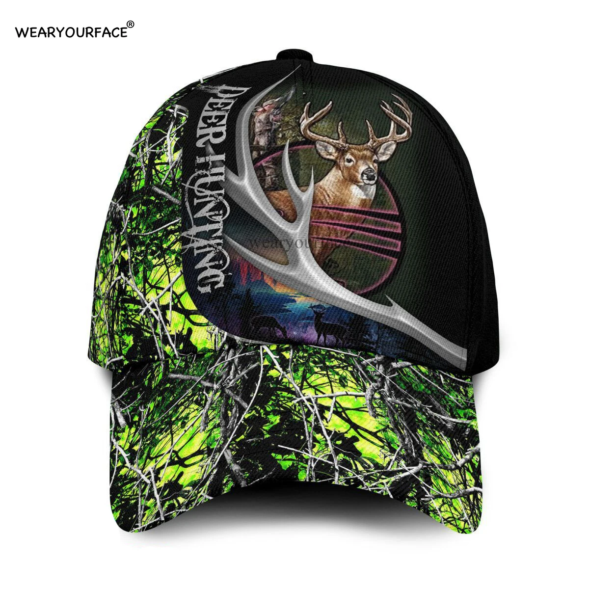 Hunting Birds Deer Animals All Over Printed Snapback Hat Men Women Adult Hip Hop Headwear Outdoor Sun Visor Baseball Cap