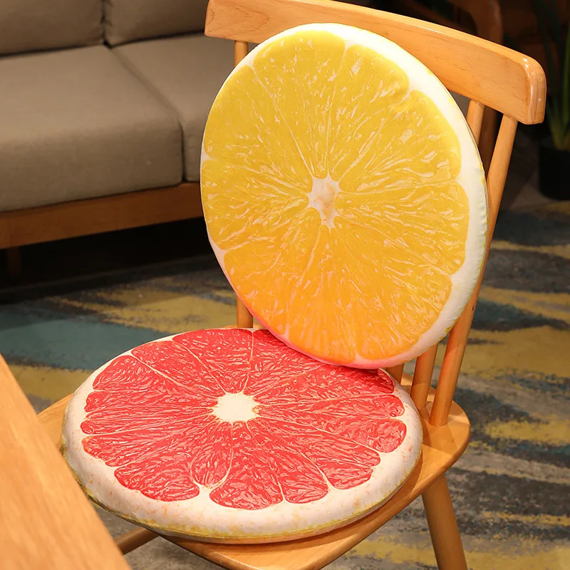 40CM New Cute Fruit Plush Pillow Like Real Round Shaped Food Plush Soft Creative Funny Seat Cushion Head Pillow Floor Decor