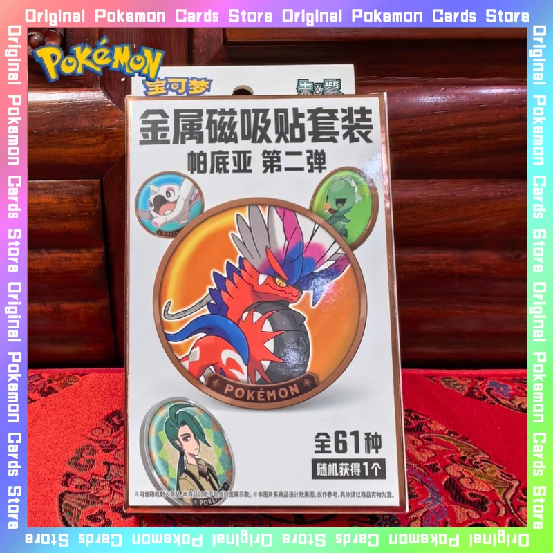 

100%Original Pokemon Scarlet&Violet PTCG Paldea Metal Magnetic Sticker Suit Vol1 Vol2 Trading Anime Badge Cards Toys Gifts