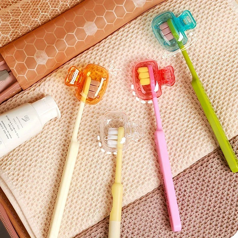4PCS Radom Color Toothbrush Head Protective Cover Electric Toothbrush Cap Dustproof Bathroom Shell Plastic Clip