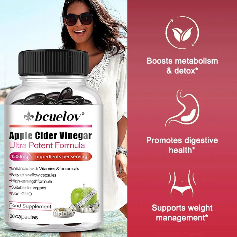Apple Cider Vinegar Capsules, Natural Detoxifying, Powerful Digestive Cleansing, Detox & Digestive Support for Men & Women