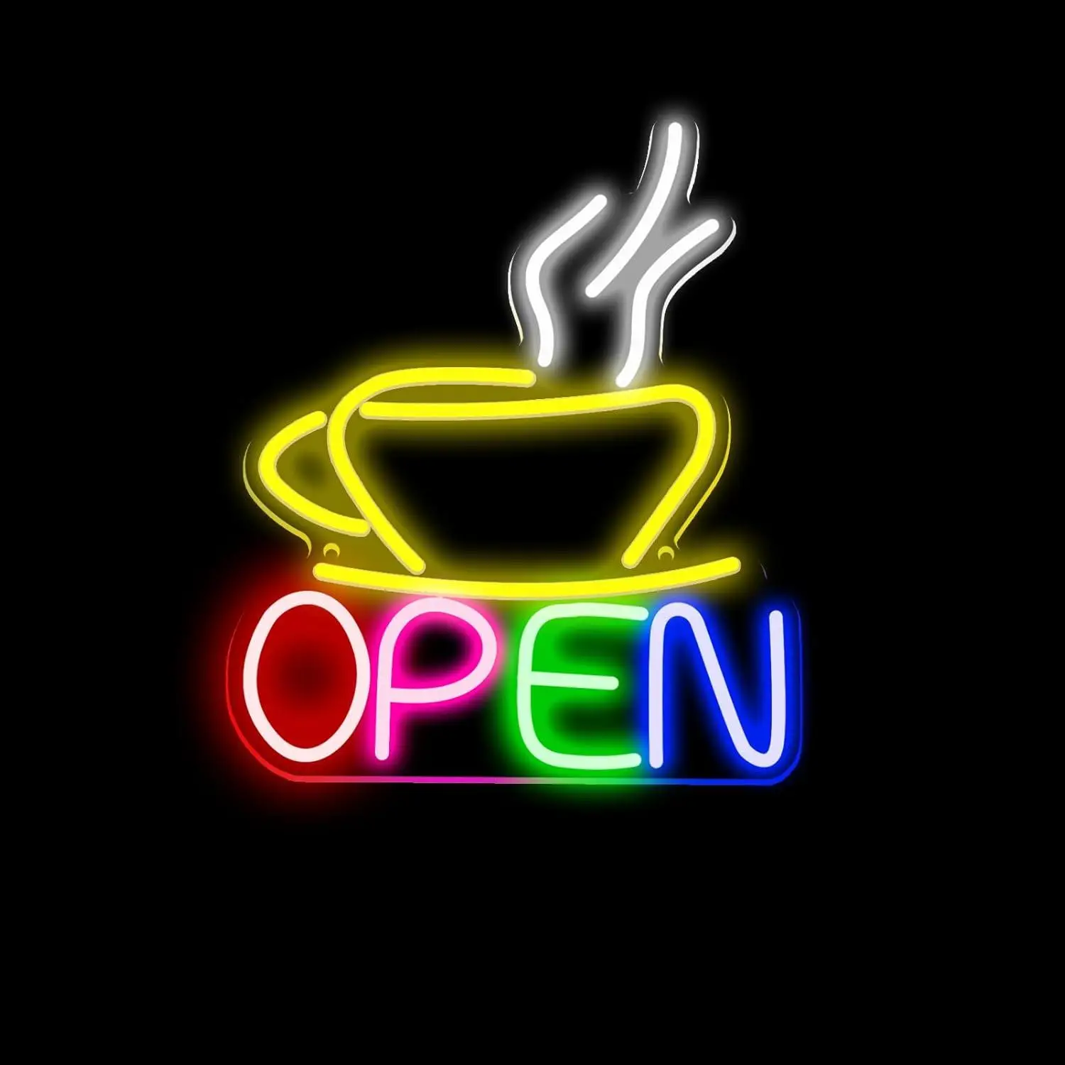 Coffee Shop Open Neon Sign USB Dimmable LED Light for Cafe Restaurant Bistro Kitchen Wall Decor for Storefront Welcome Displays