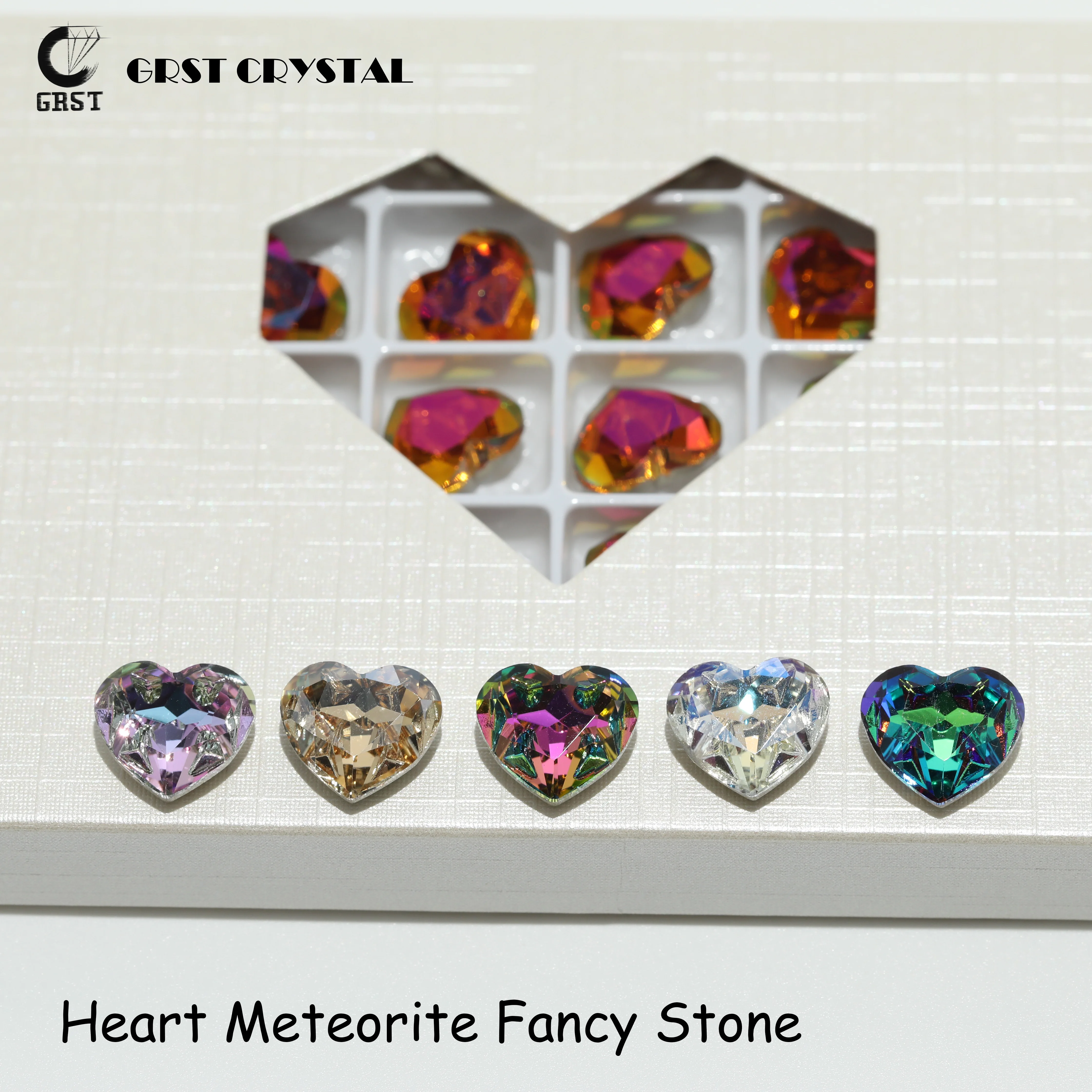 GRST Premium Meteorite Series Strasssteine DV4020 Herzförmige Fancy Stones Glänzende Kristalle DIY-Zubehör für Nagelkunst, Hochzeitskleider, Taschen – Detail 1