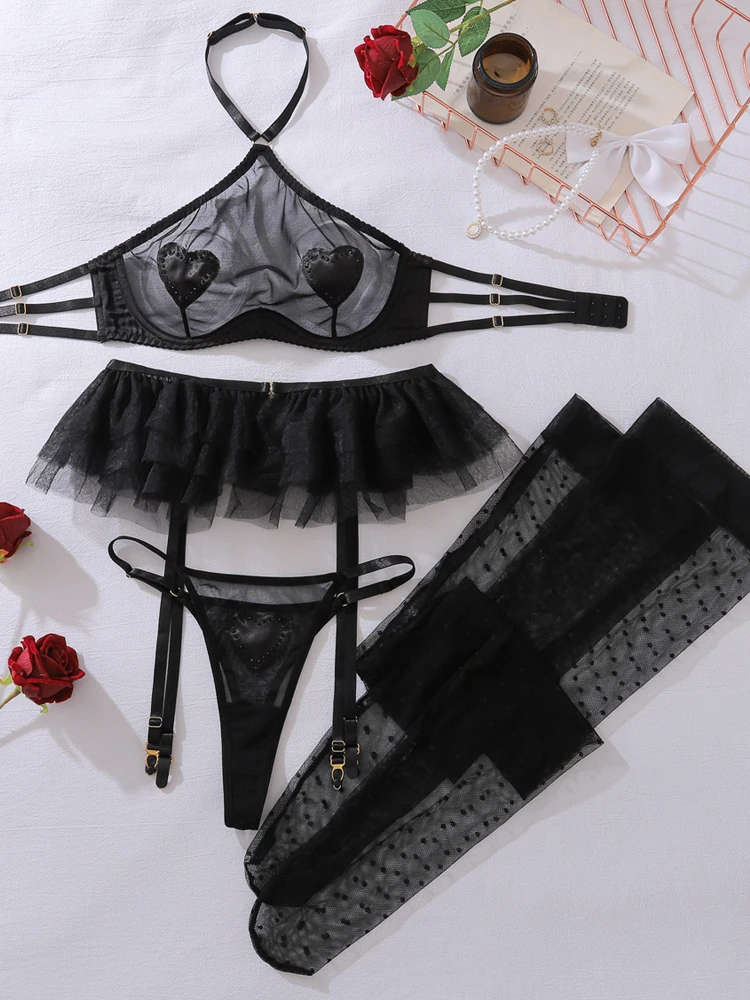 Women Transparent Underwear Set Sexy Costumes Delicate Bra Kit Push Up Sexy Lingerie Bra Panties Set Outfit Fancy Intimate