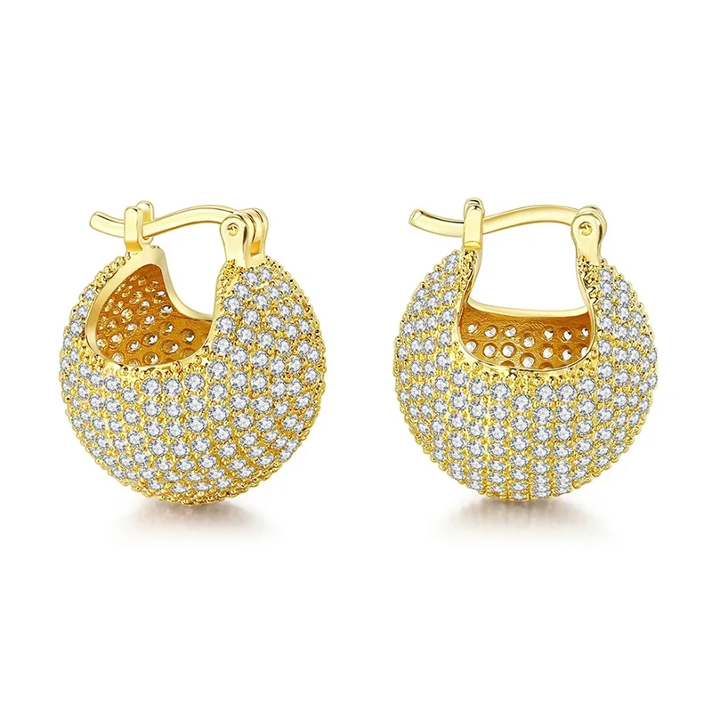 Huitan Luxury Fully Inlaid Zirconia Drop Earrings High-quality Shining Accessories for Engagement Elegant Temperament Jewelry
