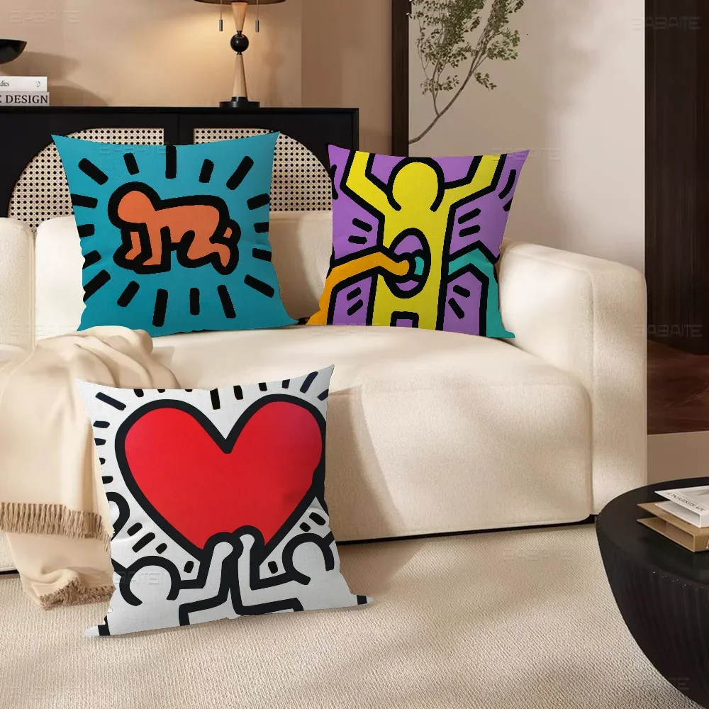 Keith-Haring-Works-Colorful-Print Pillowcase toon Gift Cushion Cover Bedroom Home Sofa Chair Seat Decor pillow case