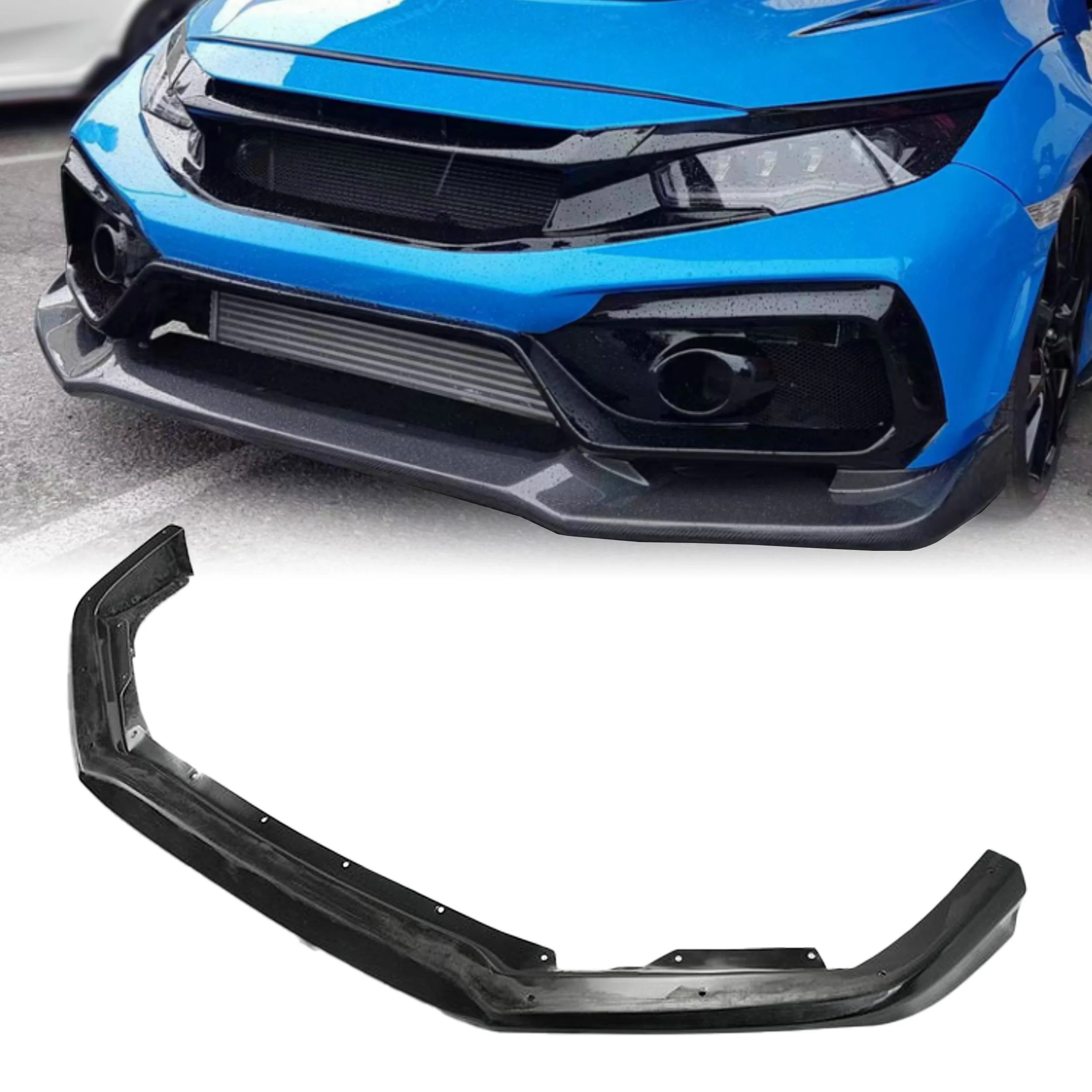 FOR New for Honda for Civic Type R FK8 Vrsar Style Fiber Glass Unpainted Front Lip 5 Door Hatch