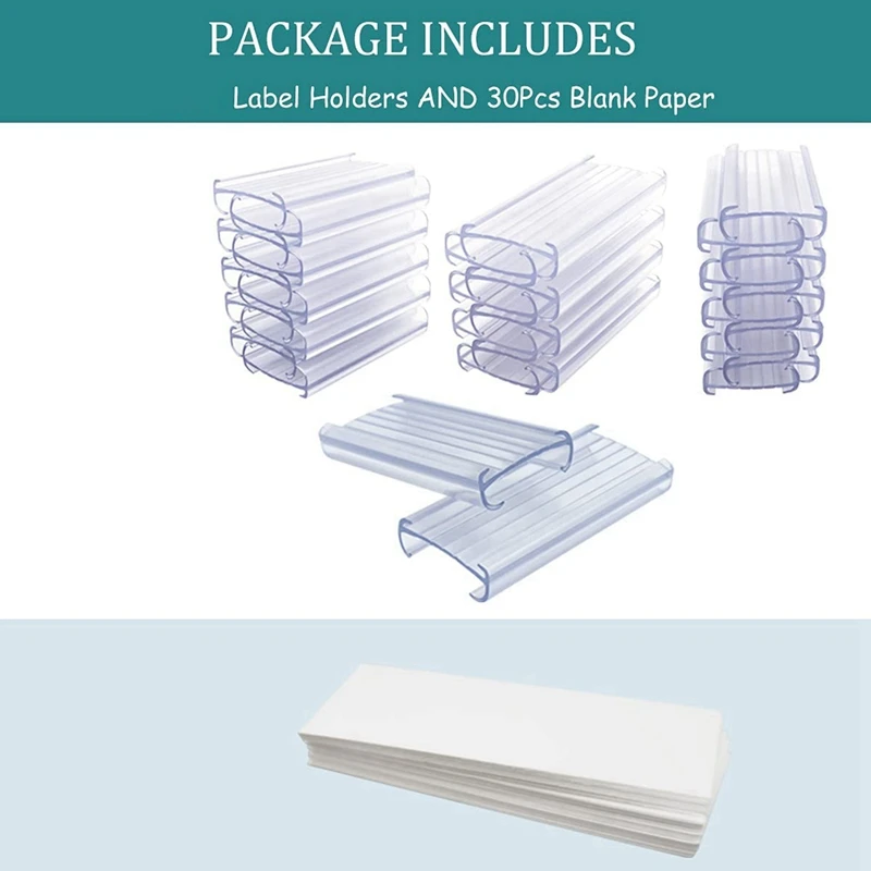 90X Wire Shelf Label Holders, 90 Pack Plastic Wire Shelf Label Clips With Label Paper Removable Wire Rack Label Holder-AC47