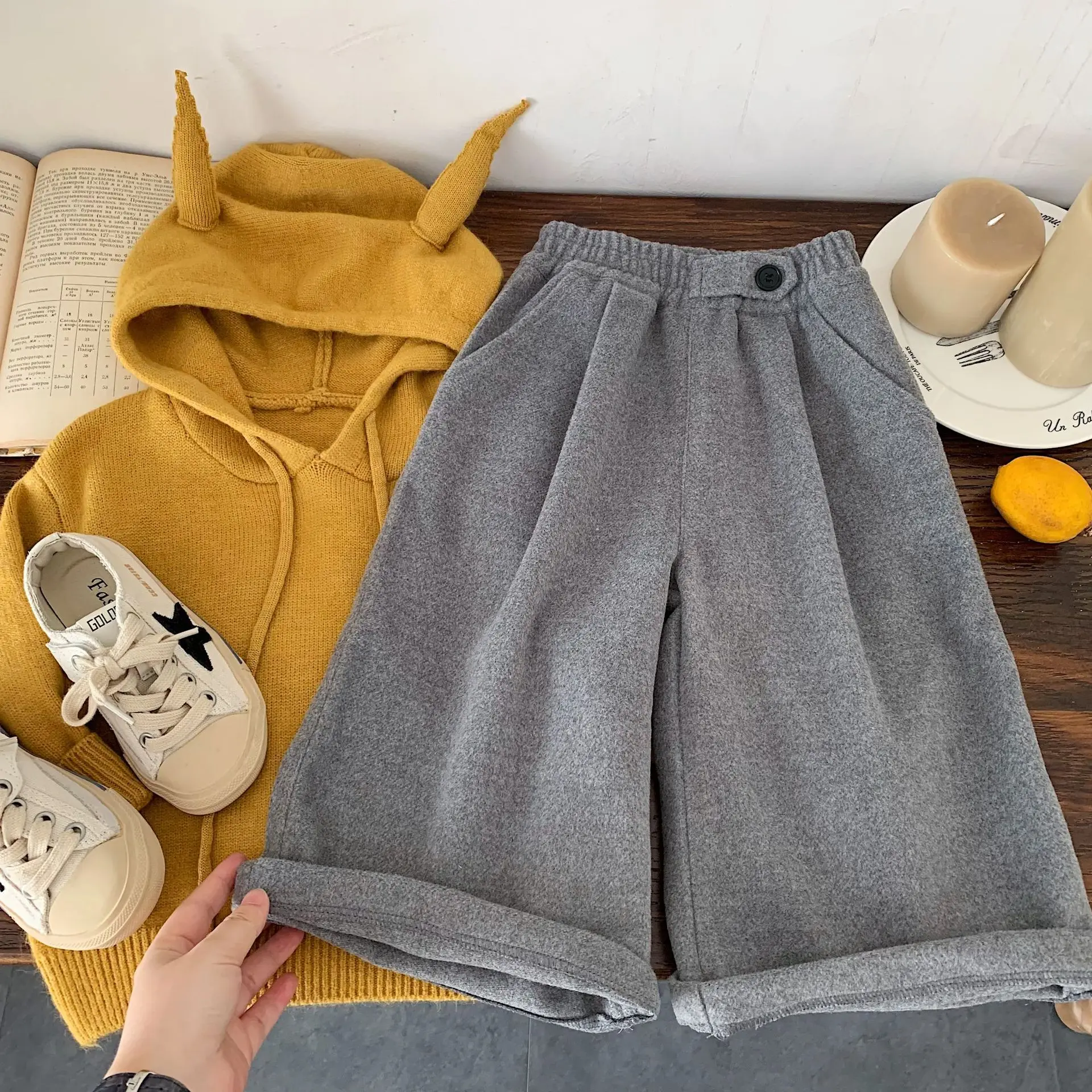 Children's Woolen Pants Korean Medium and Small Children's Autumn New Products Versatile Boys' Trousers Autumn Casual Pants