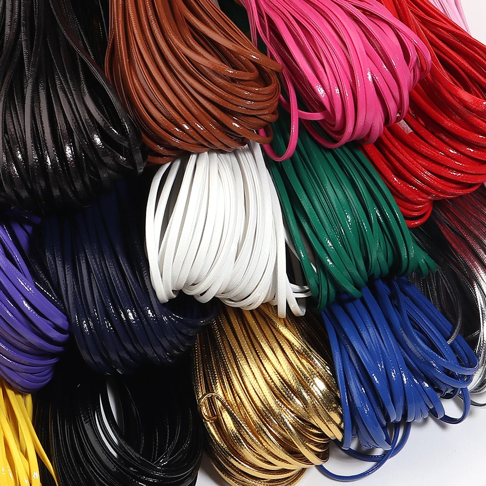 50 Yards 2mm Bunte Flache Weiche PU-Lederschnur für DIY-Halsketten, Armbänder, Schlüsselanhänger und Schmuckherstellungszubehör – Detail 5