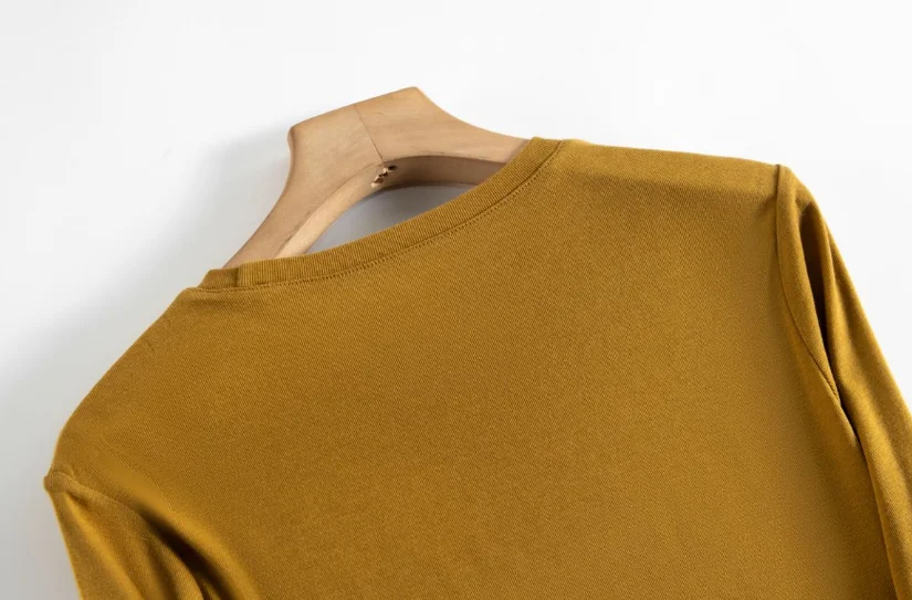 BirdTree, 6A 6% Naturseide Elegante T-Shirts, Damen Langarm O-Ausschnitt, Casual OL Oberteile für den Alltag, Herbst Winter 2026 Neu T48749QM – Detail 14