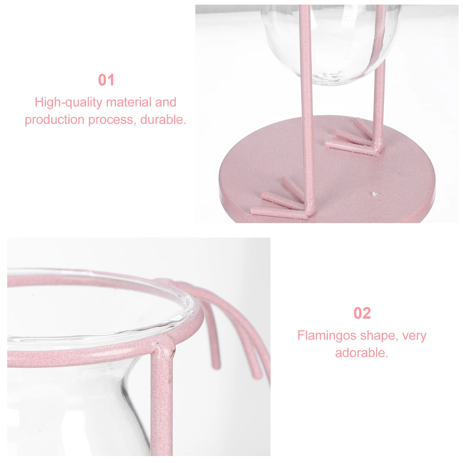 

1Pcs Flamingos Iron Floral Vase Transparent Glass Hydroponic Plant Container Desk Office Ornament Hydroponic Vase