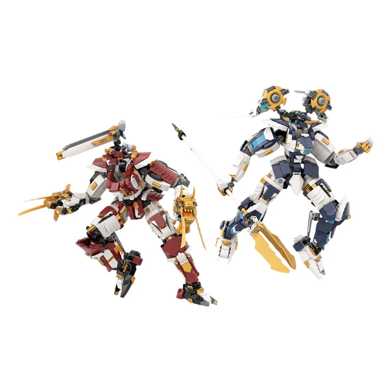 MOC Twin Robot Mechs Building Blocks Dual Warrior Robot Action Figure Set Assembly Bricks Toys Christmas Gifts