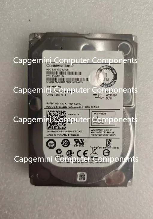 used 9W5WV ST91000640SS 1TB 7.2K RPM 6Gb/s 2.5"SAS Server HDD Hard Drive for Dell  09W5WV