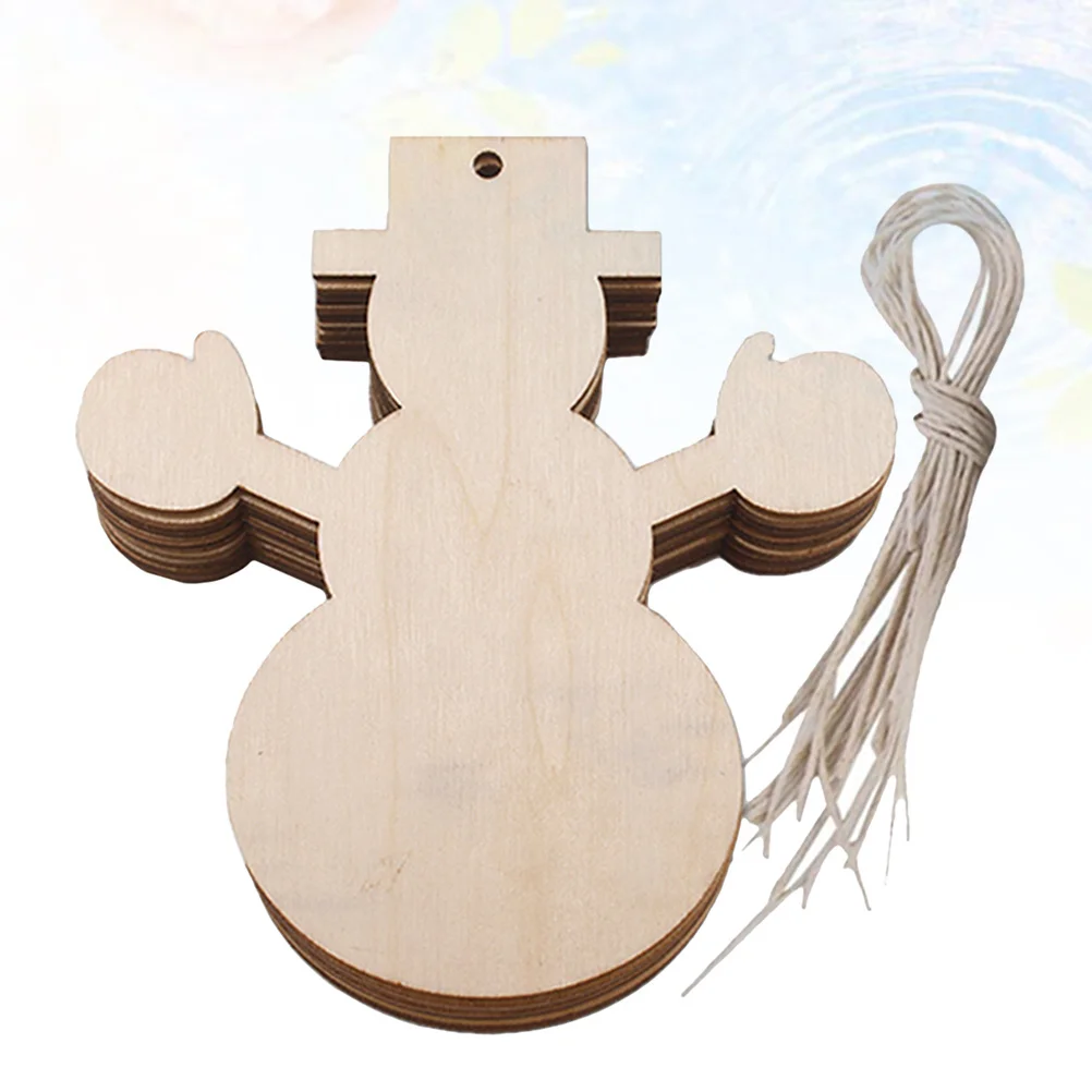 

20Pcs Wood Christmas Tree Hanging Ornaments Snowman Pattern Rustic Xmas Pendants DIY Crafts Photo Props Gift Tags