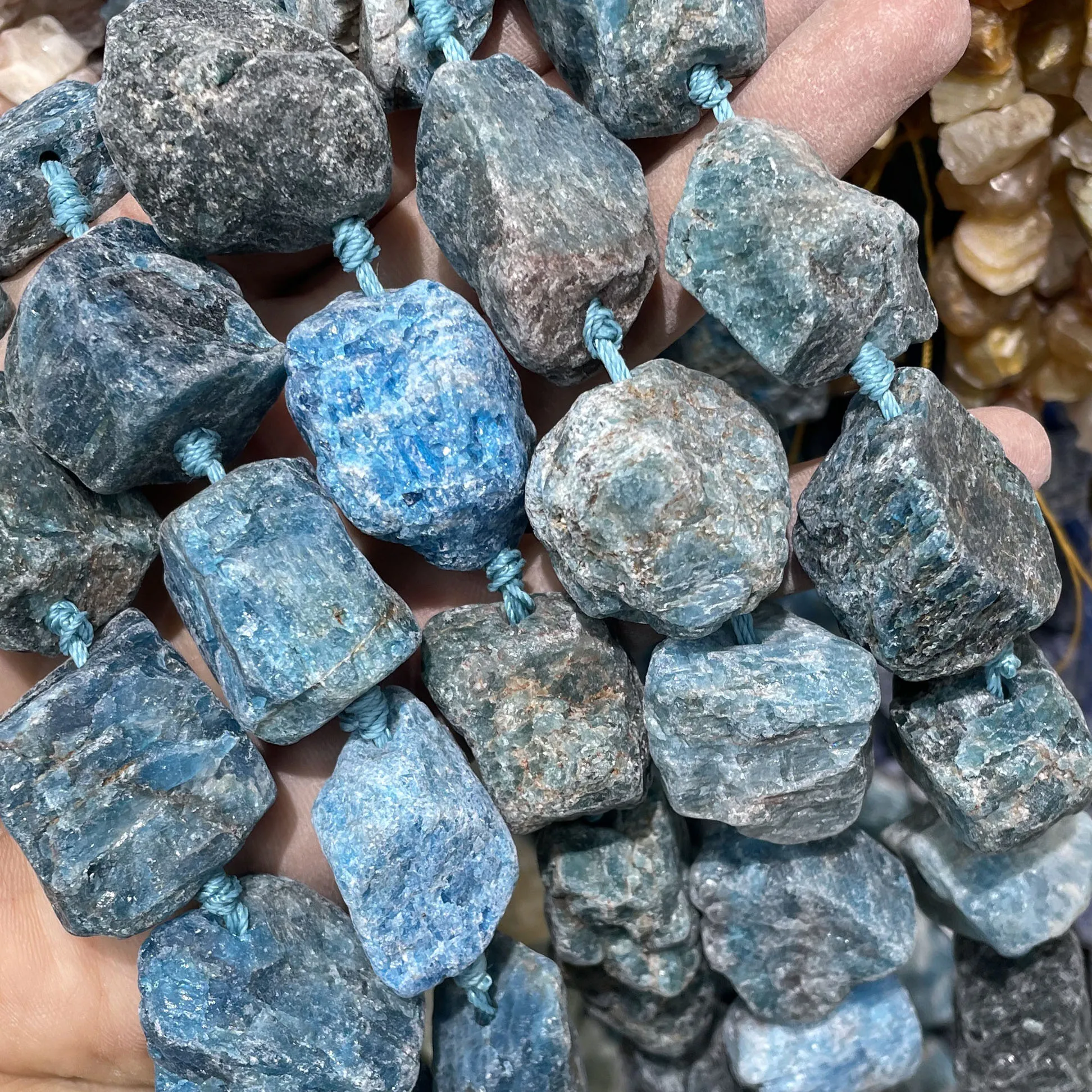 Natürliche Unregelmäßige Freiform-Rohsteine, Raue Fluorit-Mineralnuggets, Lose Abstandsperlen, DIY-Zubehör für Schmuckherstellung – Detail 20