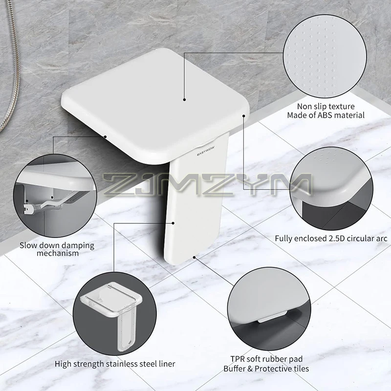 Wall-Mounted Folding Shower Seat for Bathroom Use