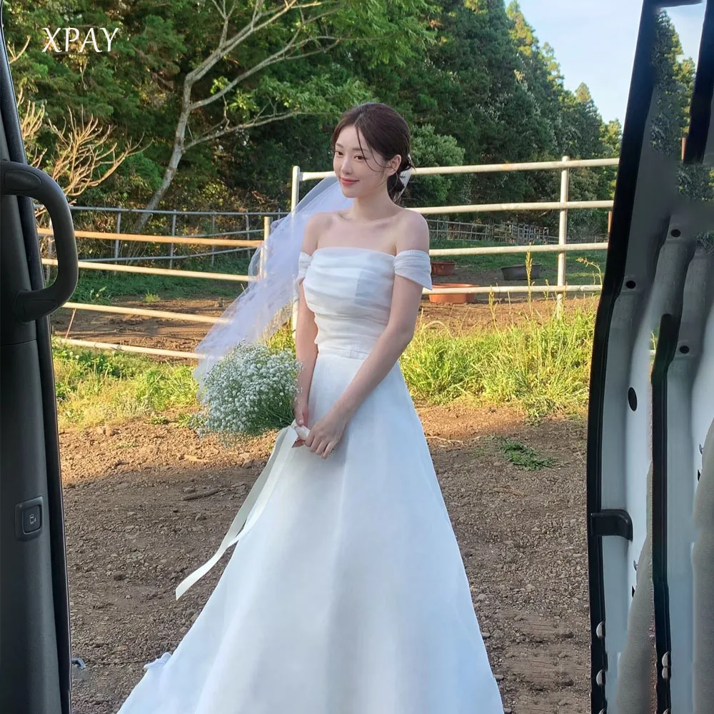 

XPAY Elegant Organza Cap Sleeves Korea Wedding Dress Photo Shoot Customised Wedding Floor-Length Floor-Length Reception Dress