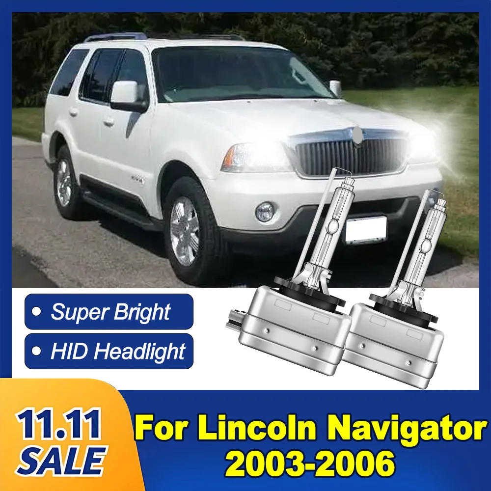 

2 шт., 35 Вт, ксеноновая фара D1S, оригинальная HID-фара 6000K, супер яркая лампа ближнего света для Lincoln Navigator 2003-2006, автомобильный свет