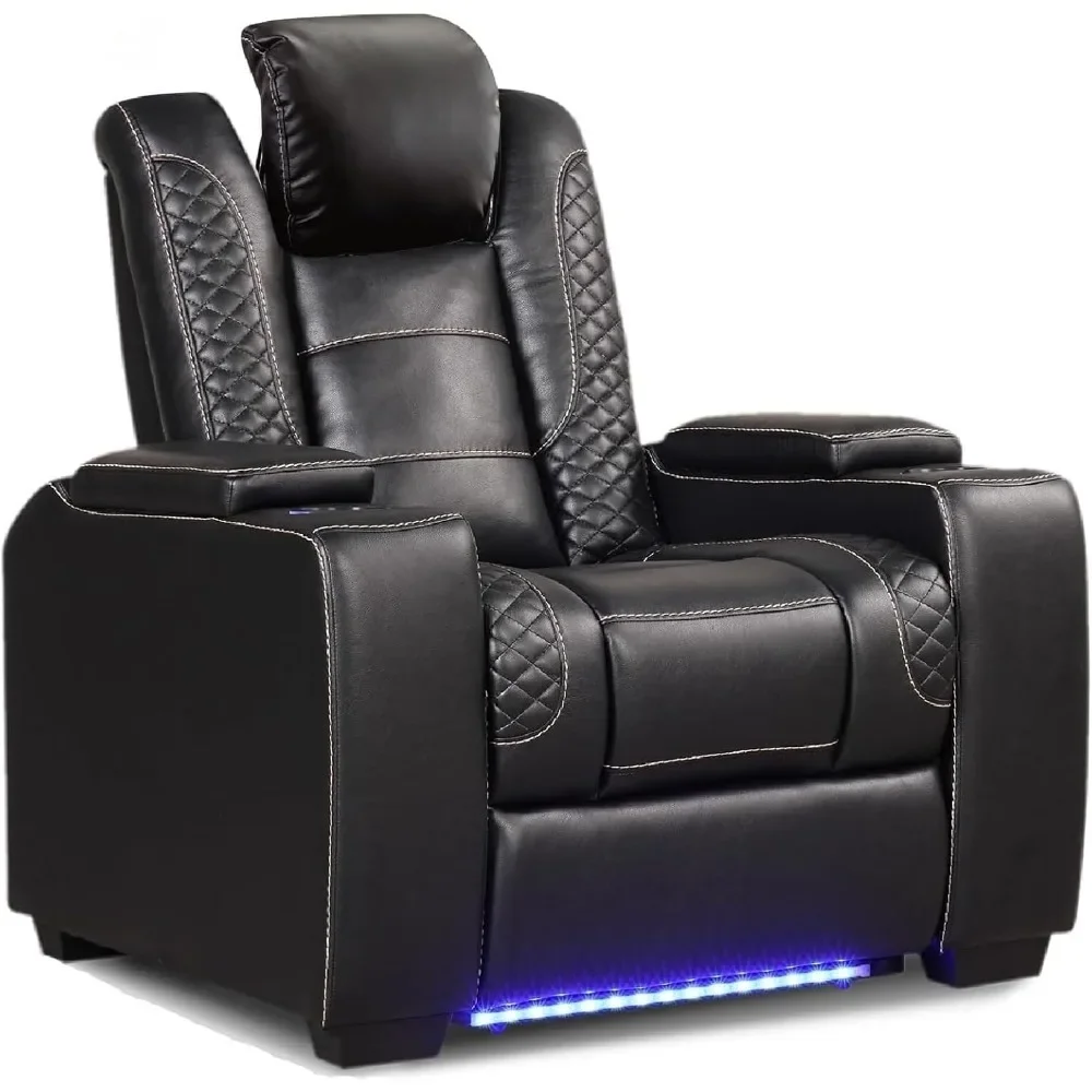 Recliner Home Theater Seating, Electric Recliner Chair with Adjustable Headrest, PU Leather Dual Motor Movie Reclining Chairs