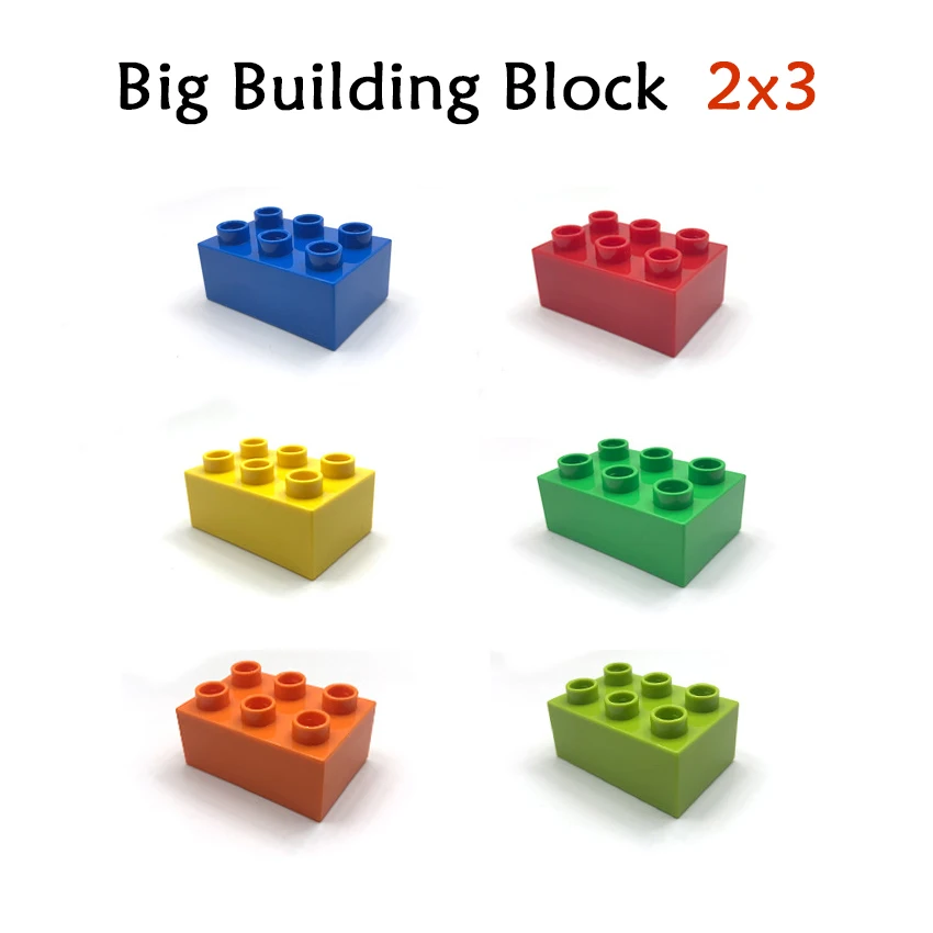 Large Particle Building Block 50/25/13pcs Components with  Big 2x3 DIY Educational Puzzle Assembly Building Block Wall Scene