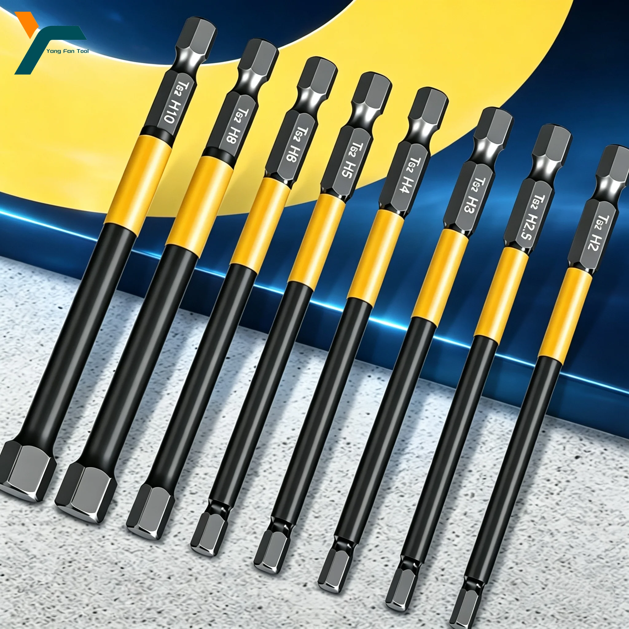 Hex Screwdriver Bits Set Allen Wrench Magnetic Tip 50/100/150mm H1.5-H10 Metric Hex Head Key Electric Impact Wrench Repair Tool