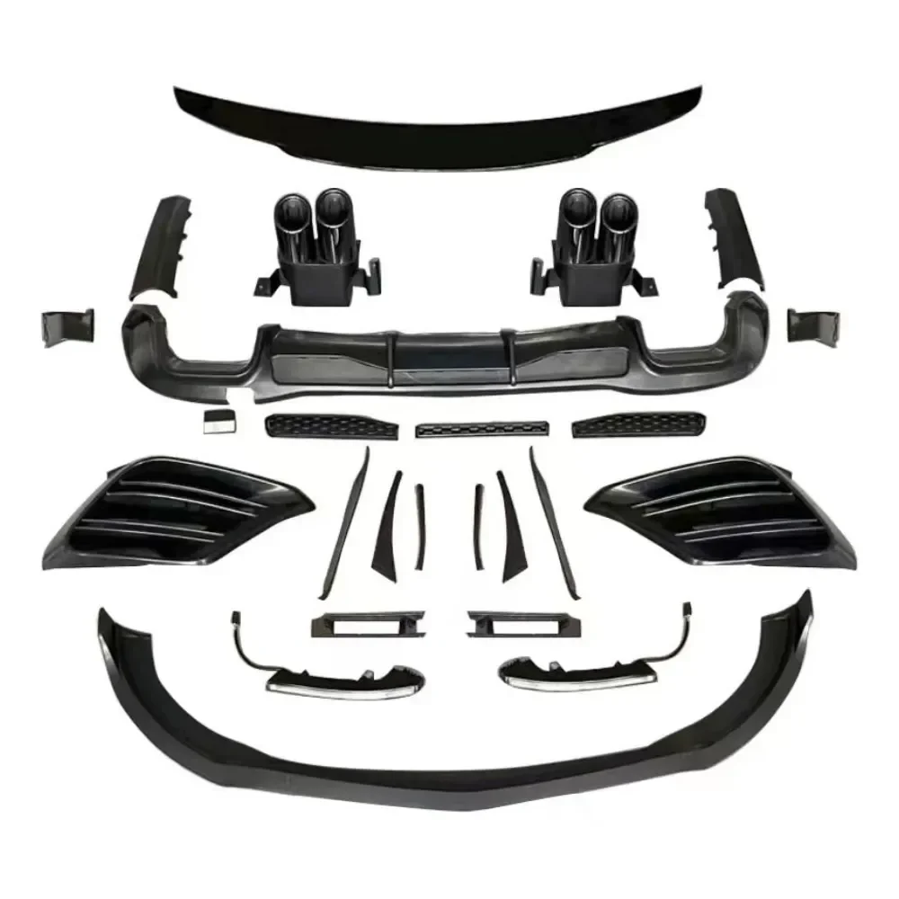 

Mercedes benz s class w223 body kit brabus style contains rear diffuser exhaust pipe front lip gloss black abs matereial