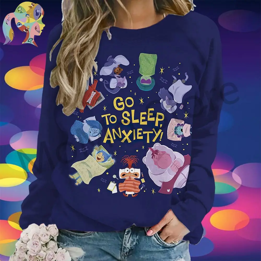 Women's Long Sleeve Sweatshirts Disney Inside Out Kawaii New 3D Print Lovely Hoodie Autumn Clothes Leisure S-3XL Woman Fashion