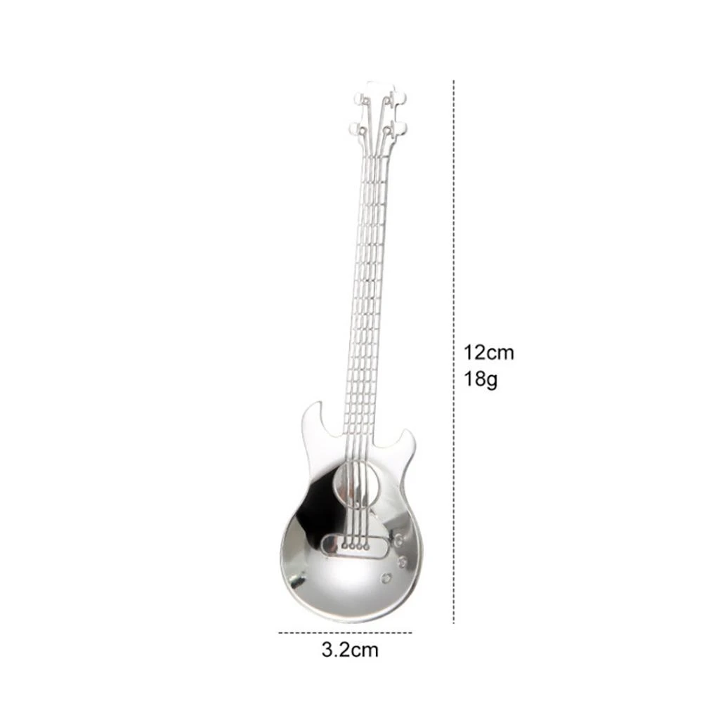 4 Pcs Guitar Coffee Spoons Stainless Steel Guitar Instrument Shaped Coffee Spoons Kitchen Utensil for Mixing Milkshake Tea