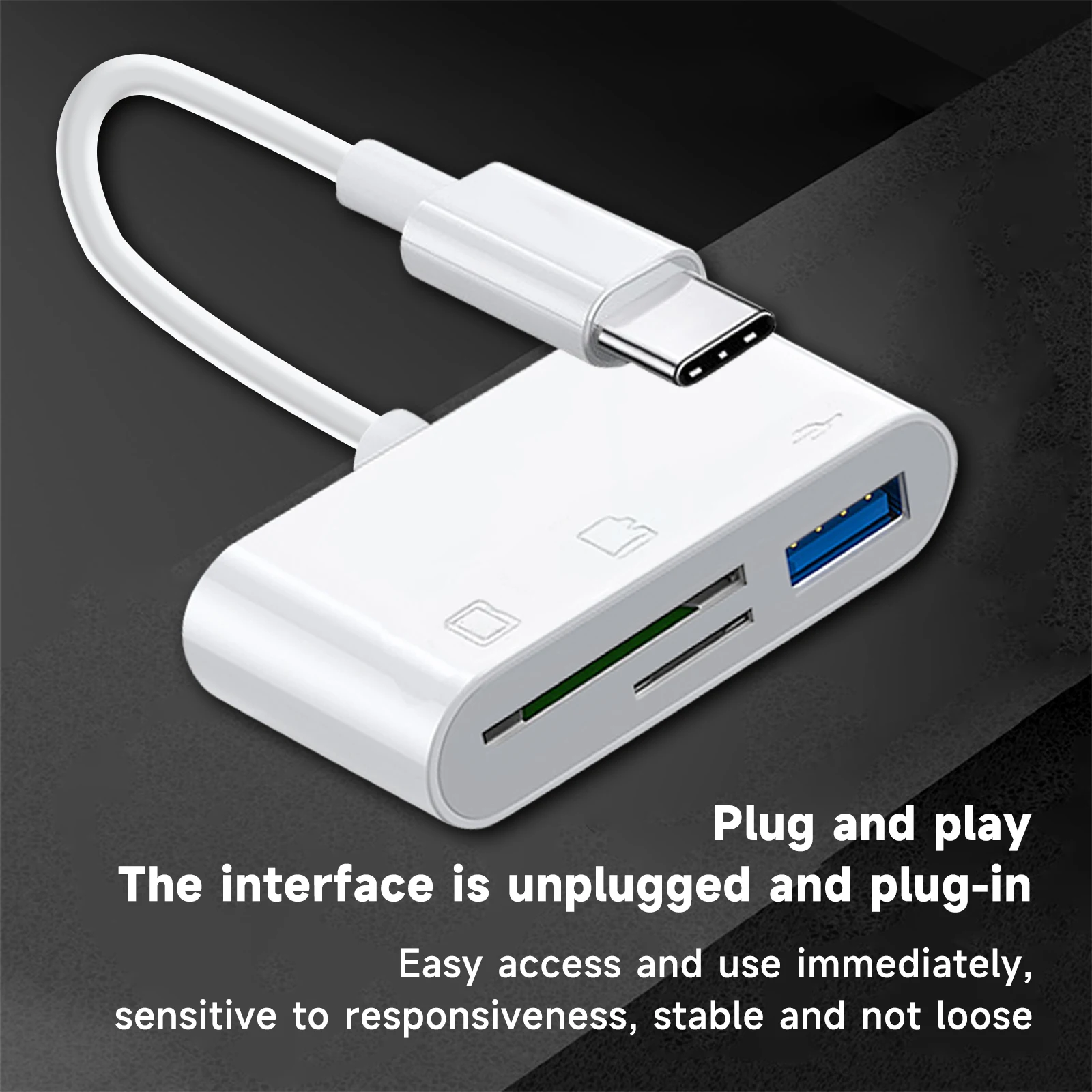 Lector de Tarjetas OTG Tipo-C, Adaptador de Tarjetas de Memoria USB C a SD/TF para Laptop, Teléfono, Tablet, Cámara, Transferencia de Datos