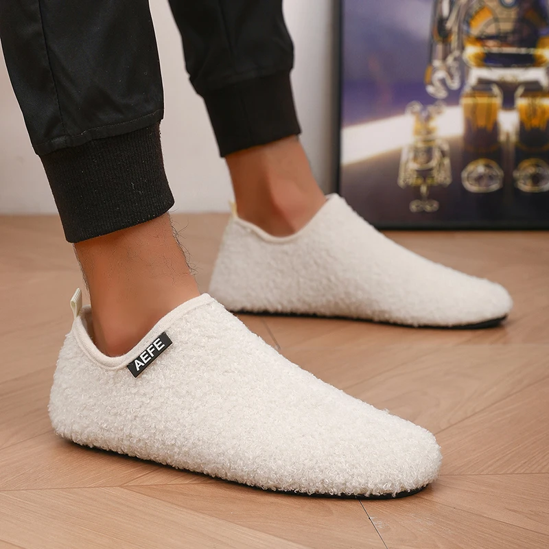 MAEDEF Herren-Baumwollschuhe, Winter-warme Hausschuhe, weiches, dünnes Boden-Design, Schlafzimmer-Baumwoll-Slipper, Herren-Slipper, leichte Herrenschuhe