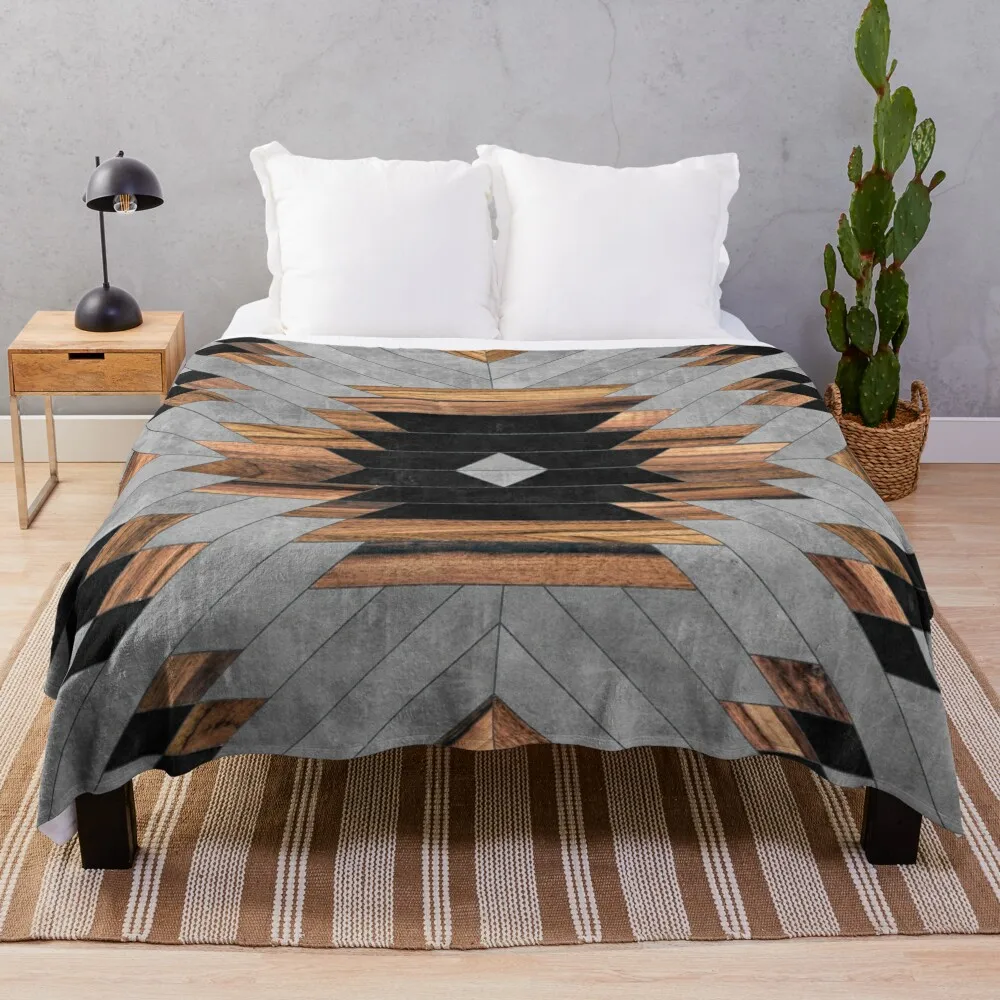 

Urban Tribal Pattern No.6 - Aztec - Concrete and Wood Throw Blanket for winter Vintage halloween Blankets