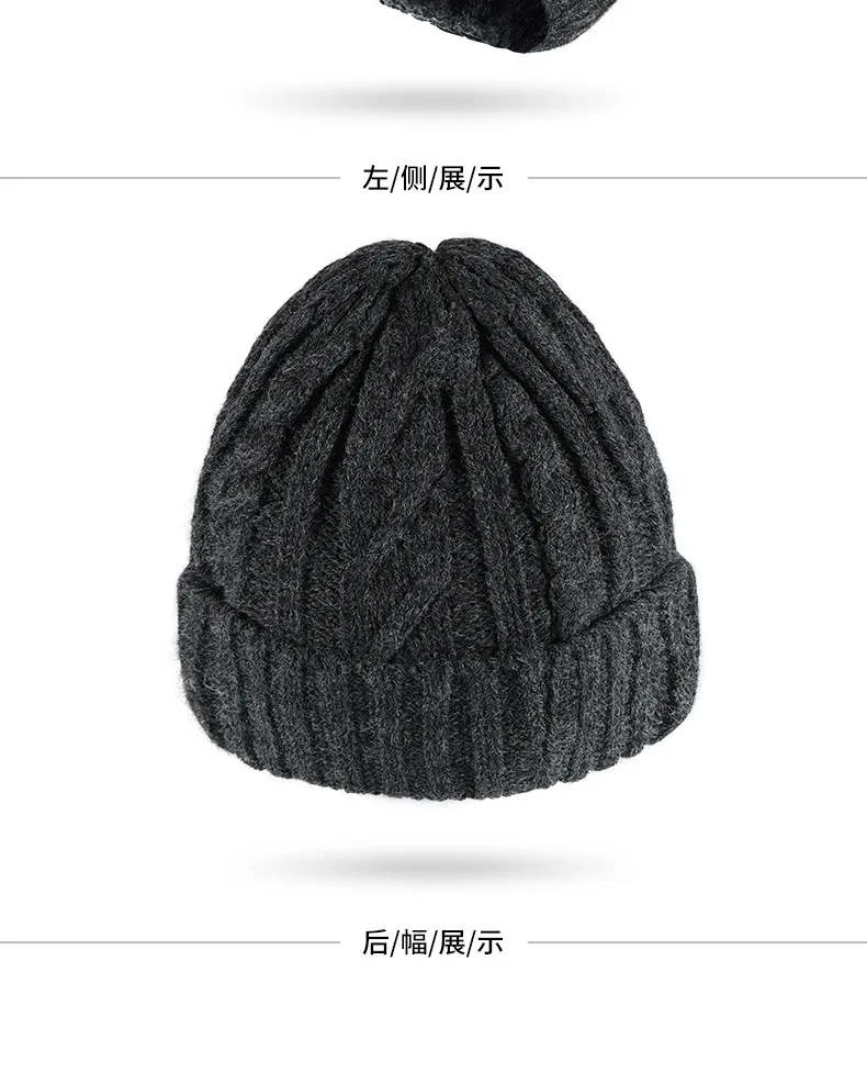 

Hugger Toque Шапка-бини с черепом, вязаная шапка с напуском, мужская зимняя теплая шапка для защиты ушей, толстая шерсть, флисовая шапка для велоспорта, защита от холода 2M862