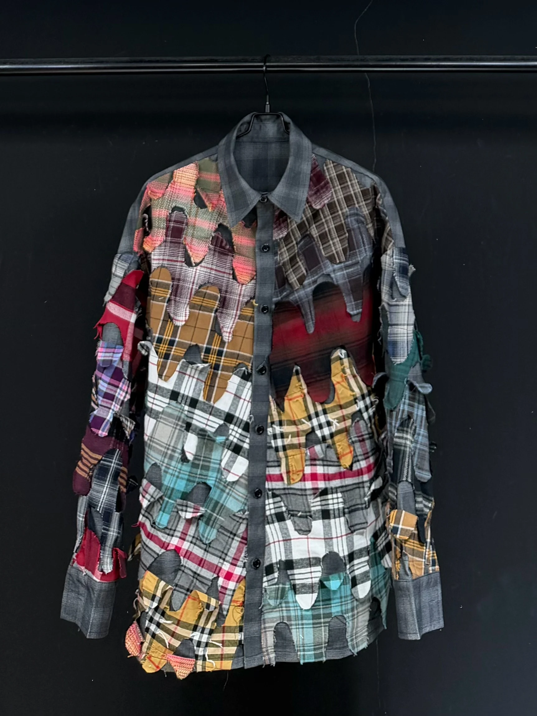 Wooster Eugene Vintage Plaid Loose Fit Couples Shirt Polyester Fiber Anti-Wrinkle Long Sleeve Button up Men's Cardigan