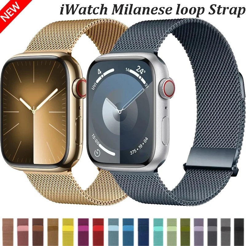 Weiches Milanaise-Loop-Band für Apple Watch Band 49 mm 46/42 mm 45/41 mm 44/40 mm Magnetknopf-Armband iWatch Ultra 11 10 9 8 7 6 SE
